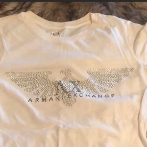 Armani exchange small soft white tshirt